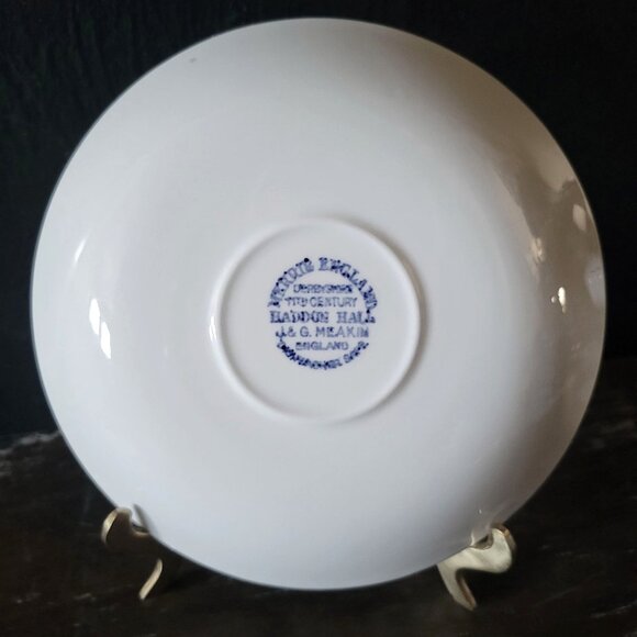 Vtg J & G Meakin Haddon Hall Scene Saucer, Blue & White English Ironstone Plate - Picture 6 of 7